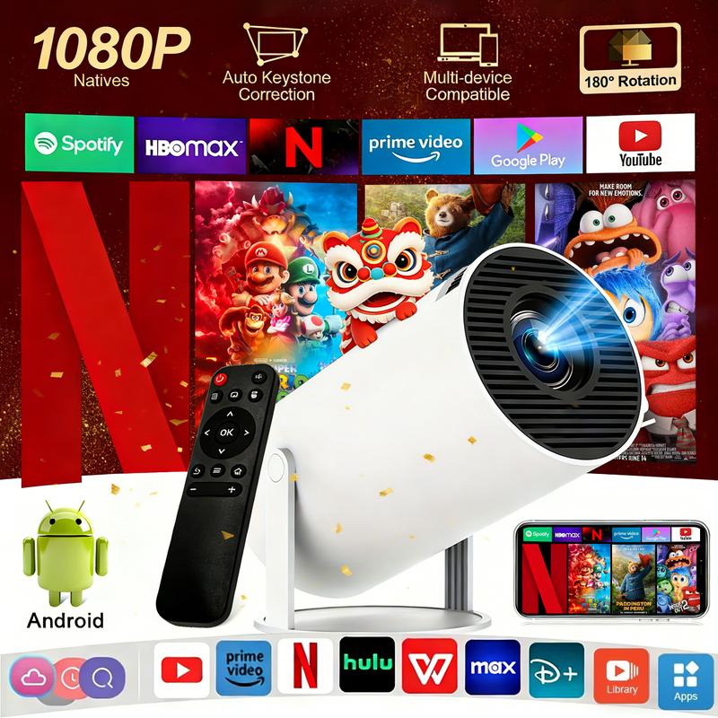Máy chiếu di động, 1080p 4k bluetooth cho rạp hát tại nhà/trò chơi/lớp học trực…
