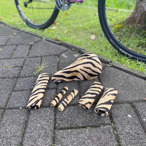 Aksesoris Sepeda Kalcer Motif Leopard Sarung Jok Pelindung Frame Rantai Sarung Handgrip dan Handle Sepeda Kalcer