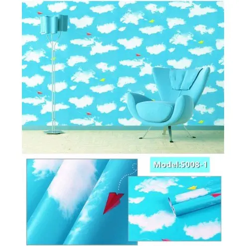 Wallpaper Stiker Dinding Motif Awan 45 cm x 8 meter Kertas PVC Kamar 4