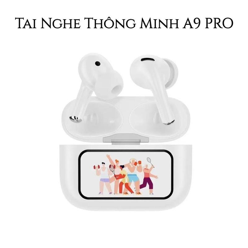 Tai Nghe Thông Minh A9 PRO ANC ENC 3 Quà tặng miễn phí 1 Dây buộc+1 Bao tay chơi game+1 Nhãn dán hoạt hình Màn Hình LCD Cảm Ứng Màu Bass Siêu Căng,Bluetooth 5.4 Hình Nền Tùy Chỉnh Hiển Thị Lời Bài Hát