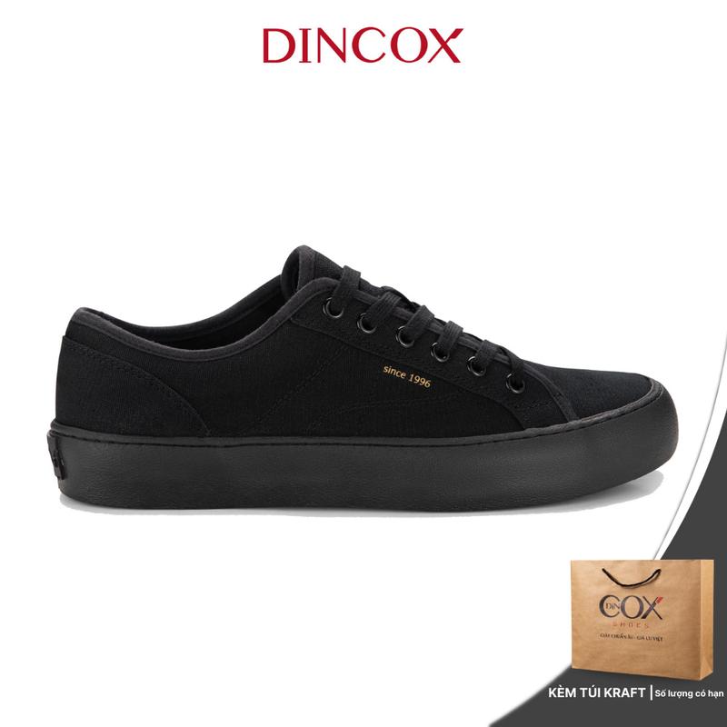 Giày Sneaker Đế Bằng Vải Canvas Nam Nữ E18 Black Dincox Sang Trọng Dincox Shoes Đế Cao Su