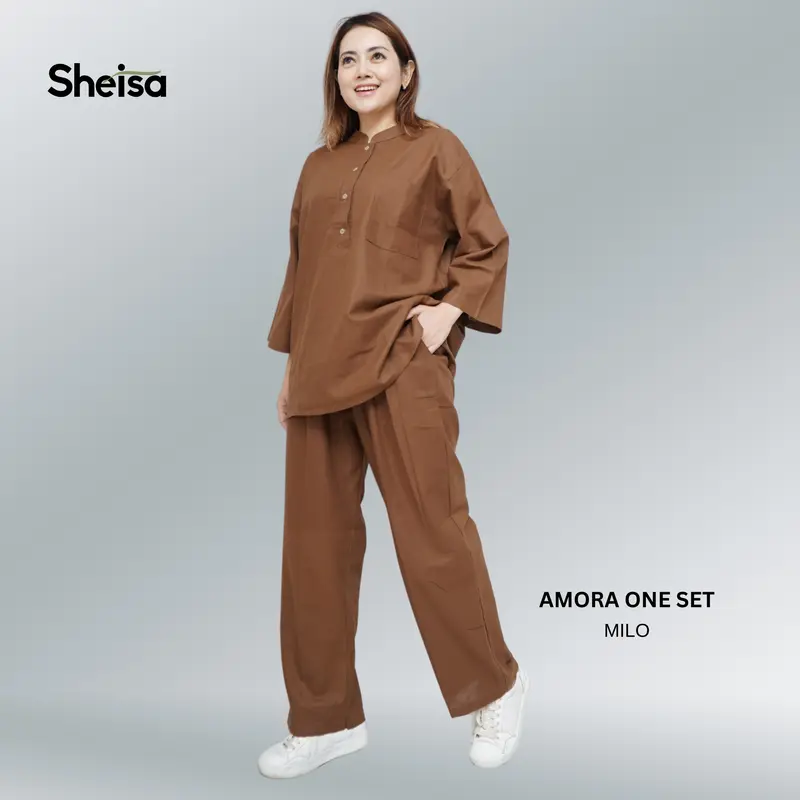 SHEISA Setelan Wanita Celana Panjang | Setelan Harian Santai Formal Casual Sport | AMORA ONESET | Bahan Linen Rami Lembut Dingin Tidak Gerah Untuk BB Reguler Sampai Jumbo dan Banyak Pilihan Warna 0