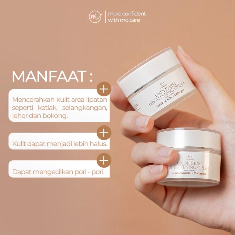 MOICARE Cream Pencerah Pemutih Ketiak Selangkangan Leher Pantat Area Gelap Ekstra Niacinamide & Collagen | Collagen and niacinamide underarm  | cream pemutih ketiak | Pemutih ketiak dan selangkangan | underarm brightening cream 2