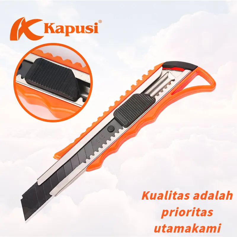 Kapusi Pisau Cutter/Utility Knife / Ukuran 18mm K-8746 Piasu Karter /Cutter Utility / Karter Besar  18MM Heaty Duty Utility Knife Multifunction Stainless Steel estilete profissional ferramenta Large Wallpaper Cutting Tools  Pisau Cutter/Utility Plastic