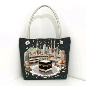 Totebag Wanita Printing Motif Kabah Cocok Buat Souvenir Haji Umroh Bahan Nilon Desain Eksklusif dan Nyaman