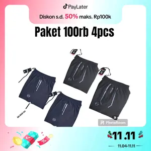 paket 100rb dapat 4pcs celana running pria gym parasut elastis Sport