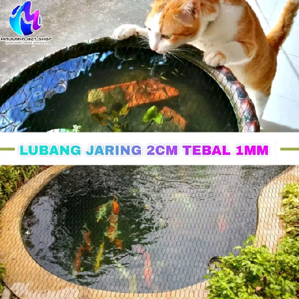 Jaring Tutup Kolam Ikan Bulat Lubang 2cm Tebal 1mm untuk Kebersihan Air dan Perlindungan Ikan dari Predator