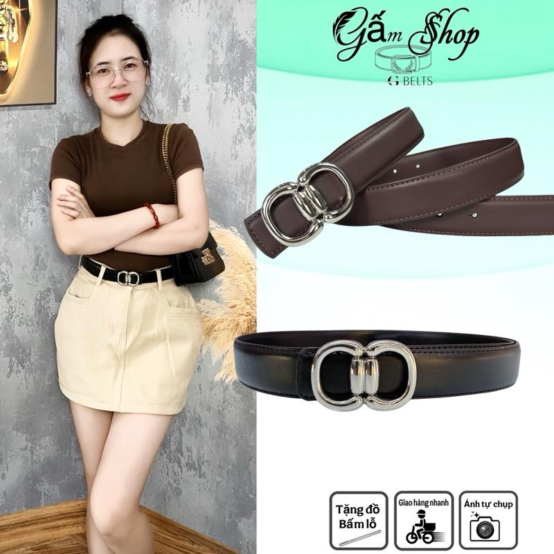  Thắt Lưng Nữ   mã mới   Mặt Kép Màu bạc Tráng Bóng Dây bản To 3cm Titan 