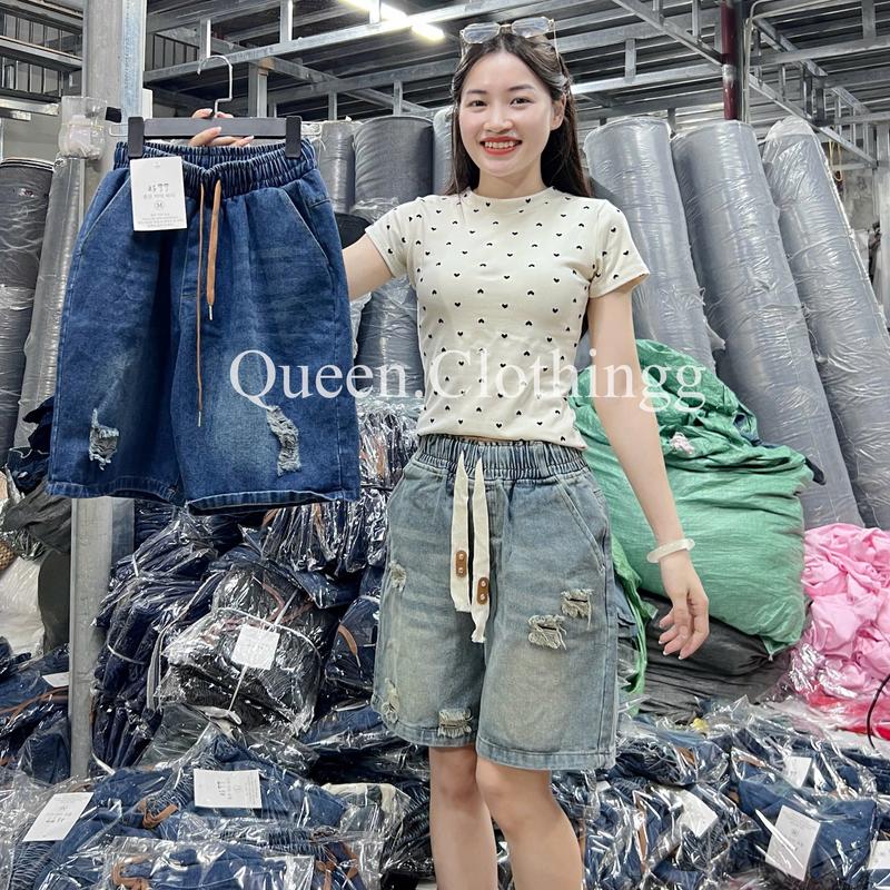 [qn-001] ( Có Lẻ và Combo 2q) Quần Bò Ngố Nữ Rách 2 Màu Cá Tính Queen.Clothingg Jean Lưng Cao Dáng Ngố Co Giãn Thoải Mái Phù Hợp Đi Học & Chơi Size S-2XL