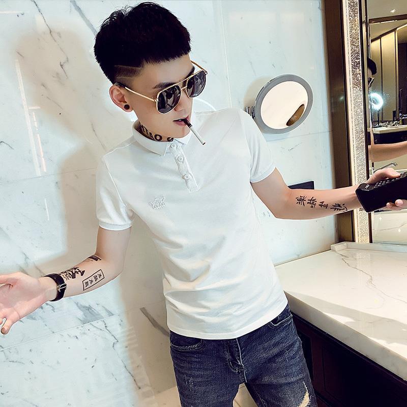 Áo Polo Thêu, Áo Thun Ngắn Tay, Dành Cho Nam Giới, Phong Cách Người Nổi Tiếng Trên Internet Ins Internet, Mỏng Đẹp Trai, Thương Hiệu Thời Trang Hợp Xu hướng Áo Thun Chàng Trai Thông Minh, Có Cổ Áo 3