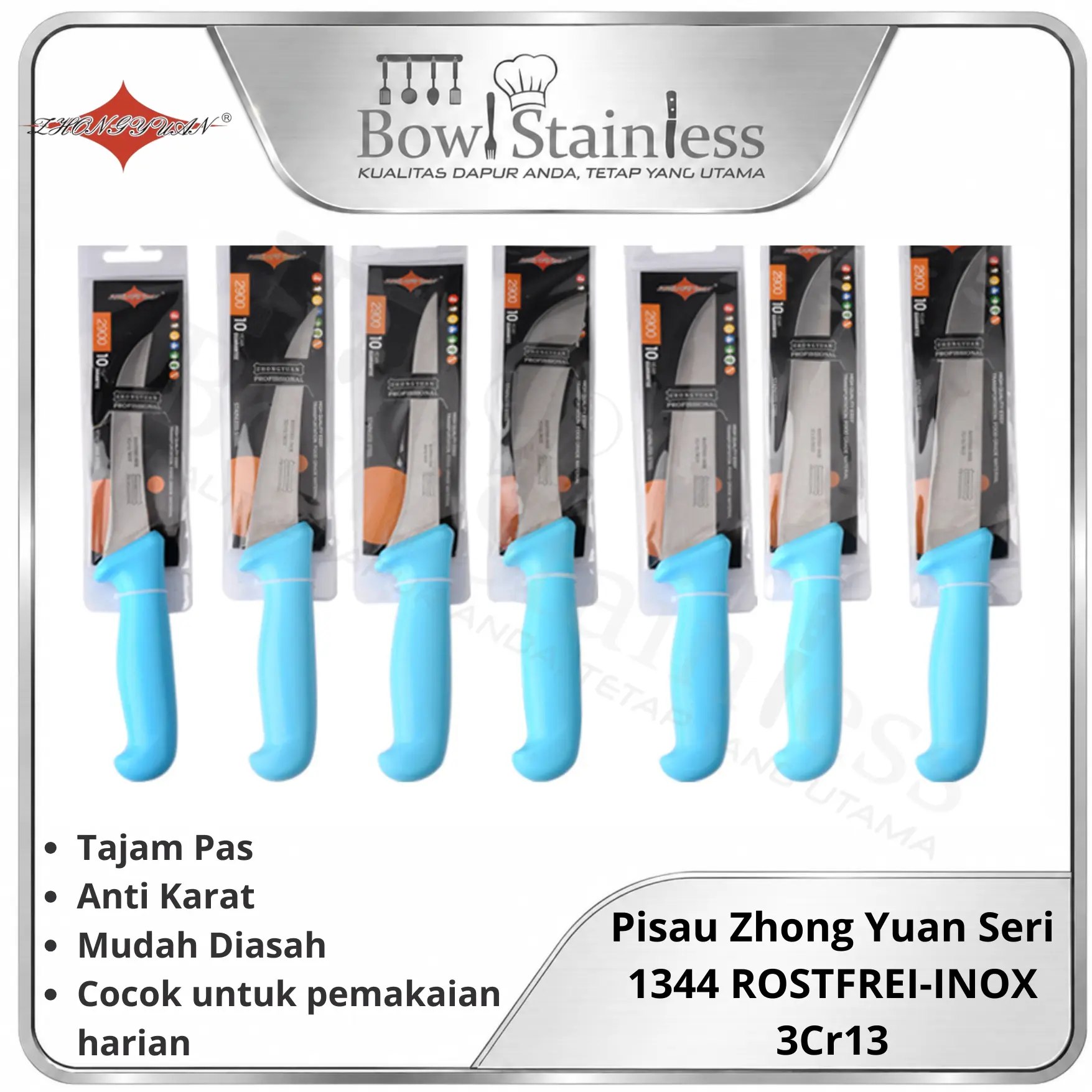 Zhong Yuan Pisau Koki Dapur Boning Filet Butcher Knife Bahan ROSTFREI-INOX 3Cr13MOV Handle PP