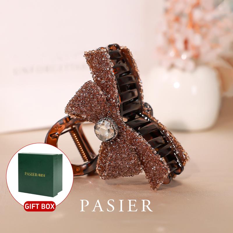 Kẹp Tóc Càng Cua Hộp Quà PASIER Thiết Kế Màu Nâu Sô Cô La 8 CM Dành Cho Phụ Nữ Và Trẻ Em Gái Thời Trang Thanh Lịch Thích Hợp Cho Các Bữa Tiệc Và Làm Quà Tặng