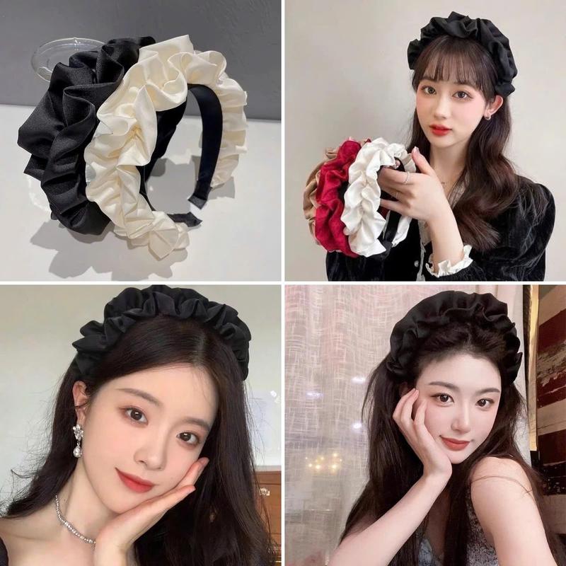 Băng đô cài tóc dễ thương bờm cute phụ kiện cho cô dâu lụa nhún satin AAA iLita mặc áo dài nữ đẹp Hàn Quốc hottrend 2024