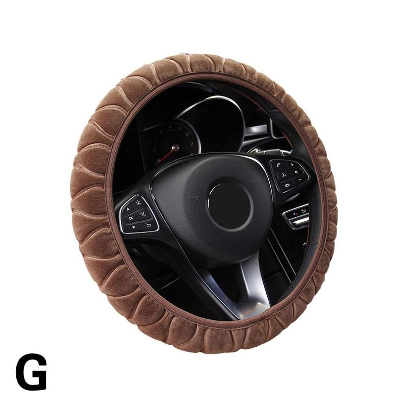 Product Introduction of 7 Colors Short Plush Car Steering Wheel Cover Universal Winter Warm Elastic Band Grip Protective Cover 36