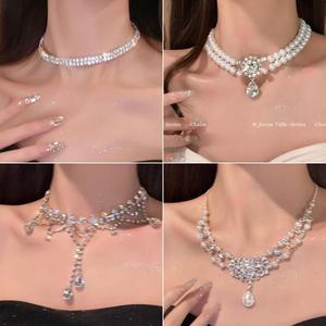 Dây Chuyền Choker Hot Girl Sexy Zircon Bên Rộng - Bộ 3 Sang Trọng Cao Cấp, Dây Chuyền Cổ Clavicle Ít Người Có, Phụ Kiện Nữ Rực Rỡ Đẹp Trai