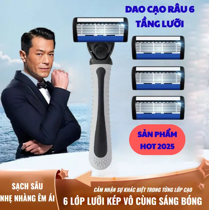 Bộ Dao Cạo Râu 6 Tầng Lưỡi Cao Cấp (TẶNG KÈM 3 LƯỠI THAY THẾ)