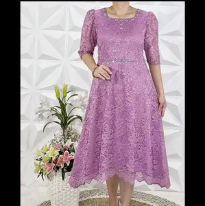 Dress Brukat Prancis Pinggang Mutiara Cantik || Dua Model