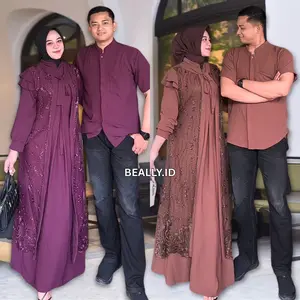SetCouple Mayra Gamis Tille Brukat dan Koko | Setelan Couple Wanita Pria Kondangan Lebaran Mewah | Dress Brukat Wanita Busui Friendly