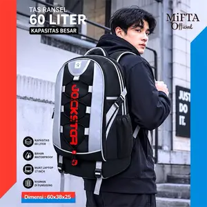 JACK STAR - PROMO Tas Ransel Pria Jumbo 60L Tahan Lama | mountain backpack | Polyester Nylon | Praktis Modern Hitam | Mudik & Camping