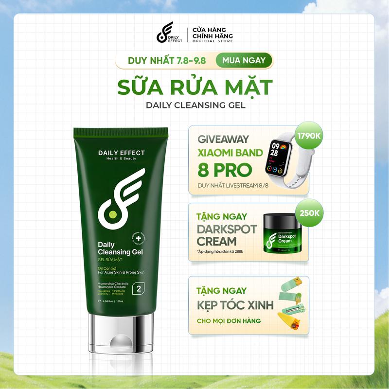 Sữa Rửa Mặt - Khổ Qua Diếp Cá DAILY EFFECT 120ml (hỗ trợ làm sạch bụi bẩn, dầu nhờn, hỗ trợ cải thiện mụn) Gel Rửa Mặt Skincare Nam Nữ
