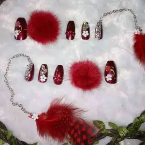 Kuku palsu Red Pompon Box