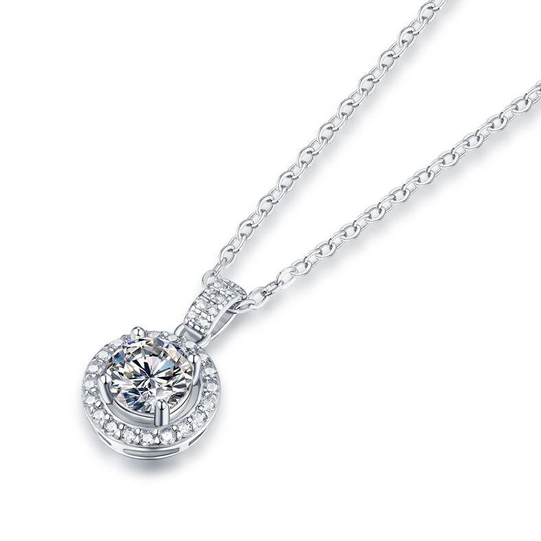 Vòng Cổ Moissanite Bạc, Hình Tròn Cao Cấp 3.0 Carat, [JKS] 1