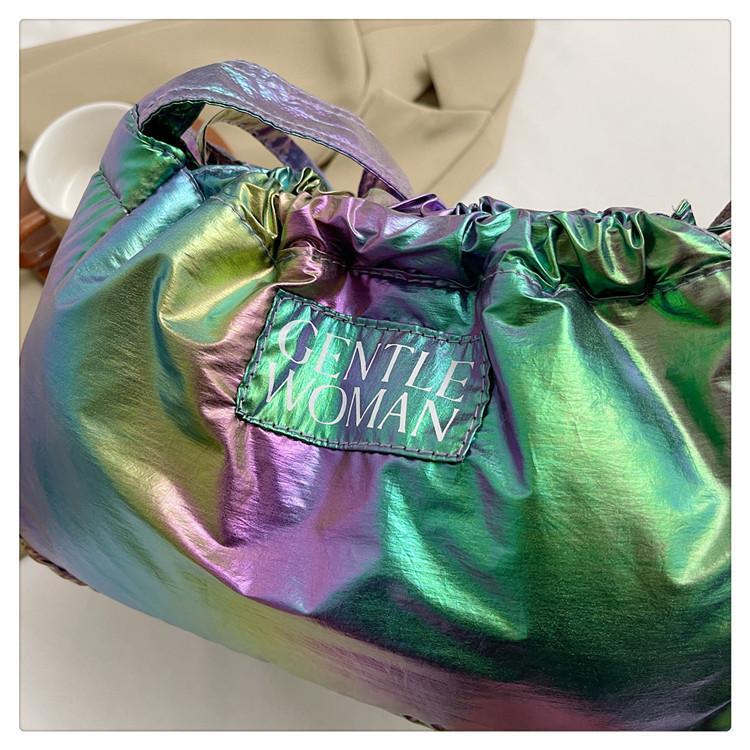 Product Introduction of Gentlewoman New Polyester Drawstring puffy Dumpling Bag Magnetic Buckle Closure in 4 Colors Gold Green Pink Rose Red Bag for women  tote bag or sling bag  2 Usage Directions 7