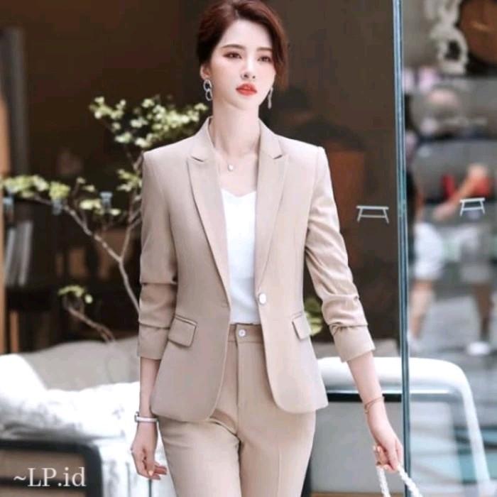 SATU SET SETELAN BLAZER WANITA KEKINIAN/SETELAN JAS WANITA/JAS KANTOR WANITA_BLAZER MAROON Celana 3