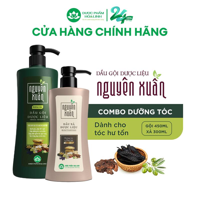 Bộ Dầu gội 470g và Dầu xả 300ml Nguyên Xuân xanh dưỡng tóc - Dành cho tóc khô xơ, hư tổn