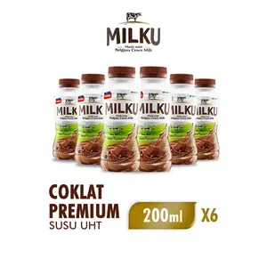 MILKU Susu UHT Siap Minum Coklat Premium 200ml x6
