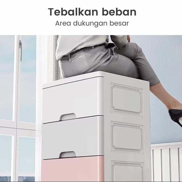 CuteBaby Lemari Pakaian/Lemariplastik/Laci Plastik/Kabinet Drawer Storage CabinetUkuran Jumbo 5 Tingkat Termurah Lemari Penyimpanan