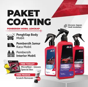 ZERONE Paket Coating - Pengkilap Mobil Efek Daun Talas, Pembersih Interior Mobil, Pembersih Jamur Kaca Mobil Perlindungan UV Kilau Maksimal