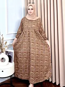 Dress Coksu Muslim Motif Kotak Pita – Model Flowy Elegan Terbaru 2025 Bahan Rayon Adem Lembut Nyaman Untuk Sehari-hari