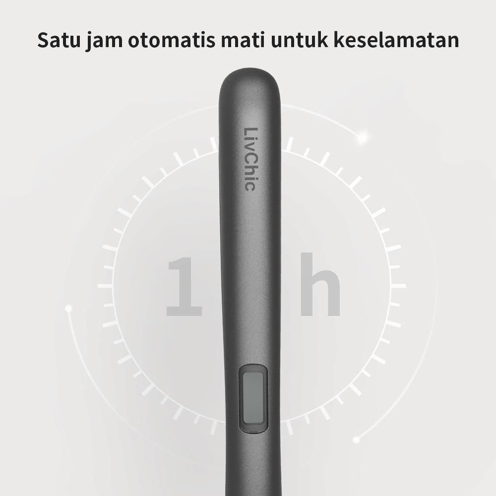 LivChic 2IN1 LS303 Catok Rambut untuk Meluruskan Keriting Ringan Alat pengeriting rambut Tongkat pelurus rambut Curly Kriting Hitam Elektrik