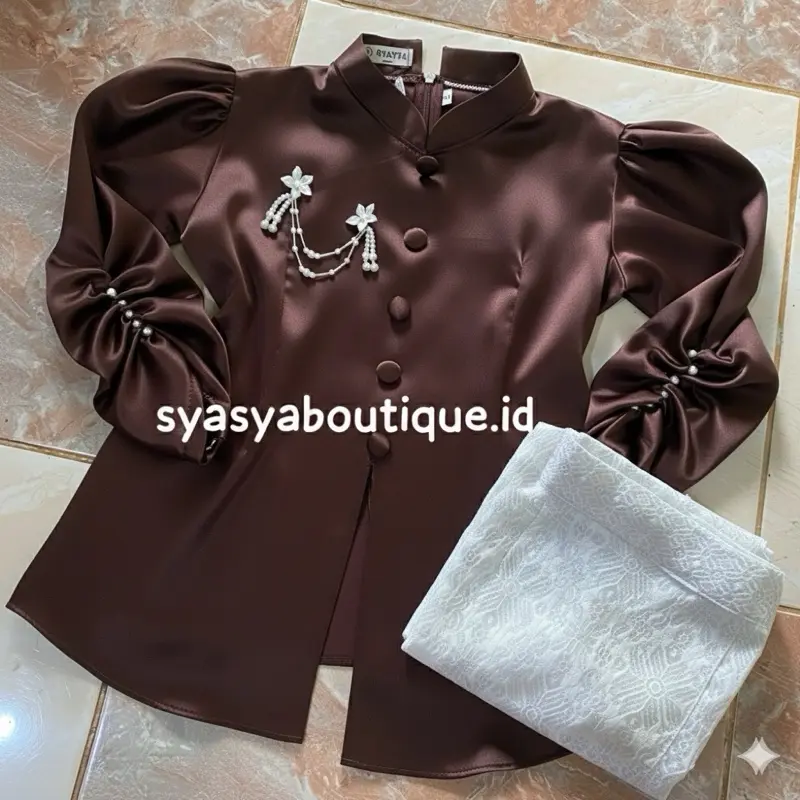Coklat Mahogany+Songket Putih Silver