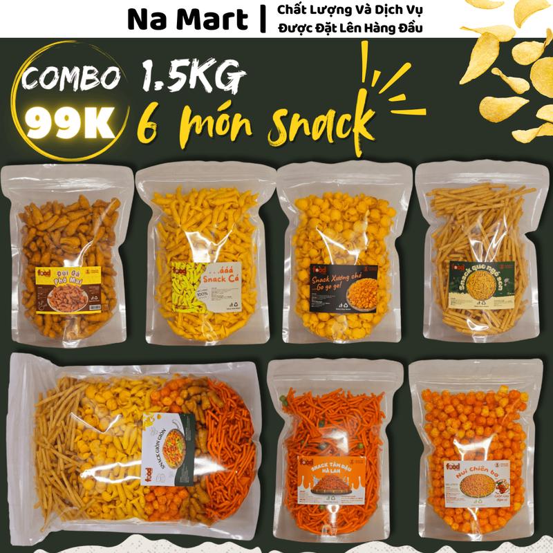 Combo 6 món 1.5kg Miễn Phí Vận Chuyển Xương Chó 200g - Nui Chiên Bơ 250g - Tăm Que Ngó Sen 250g - Tăm Đậu Hà Lan 350g - Bim Cá 150g - Đùi Gà Cay Giòn 350g Food Ăn Vặt Snack