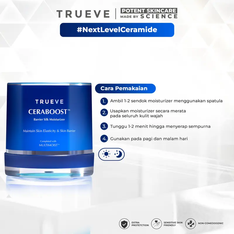 TRUEVE Ceraboost Silk Moisturizer Gel 30gr - Moisturizer Gel Pelembab Wajah Pagi Malam, Memperbaiki Skin Barrier Rusak Iritasi, Cocok untuk Semua Jenis Kulit (Blue Tansy + Ceramide) 5
