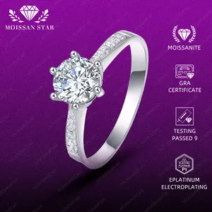 OS4-MS-R11 Cincin Wanita Moissan Star Permata Moissanite 5 Layer Platinum Sertifikat GRA Asli Garansi 1 Tahun Berkualitas Tinggi High Quality Anti Luntur Karat Berubah Warna Aksesoris Perhiasan Cincin Nikah Permata VVS1 Elegan Free Box
