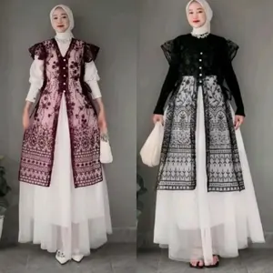 OLLA OUTER BROKAT WANITA KONDANGAN LENGAN PENDEK Bahan Lace Brocade Ringan Halus Desain Elegant Cocok untuk Pesta Pernikahan dan Acara Keluarga