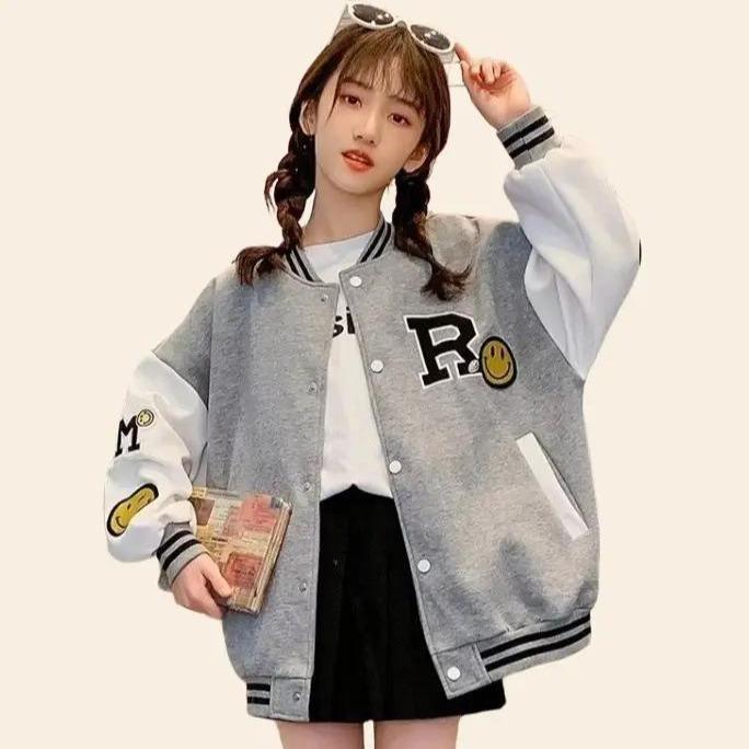 Product Introduction of KG R SMILE KIDS JACKET BOMBER - JACKET BASEBALL ANAK - BAHAN FLEECE GRAMASI 240 - DETAIL SABLON - SWEATER BOMBER ANAK-ANAK 13
