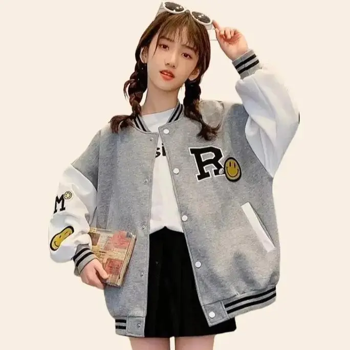 KG R SMILE KIDS JACKET BOMBER - JACKET BASEBALL ANAK - BAHAN FLEECE GRAMASI 240 - DETAIL SABLON - SWEATER BOMBER ANAK-ANAK 6