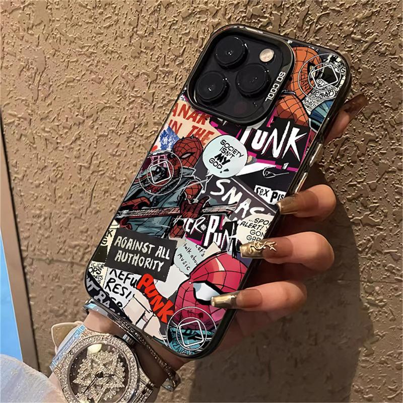 Ốp Điện Thoại Họa Tiết Minh Họa Người Nhện, Tương Thích Với IPhone15, 11, 12, 13, 14 Pro Max, 14Pro, 13Pro, 15Pro, X, XR, XS MAX, Ốp Silicon Bảo Vệ Siêu Ngầu Ốp Lưng Cứng Chống Sốc 5