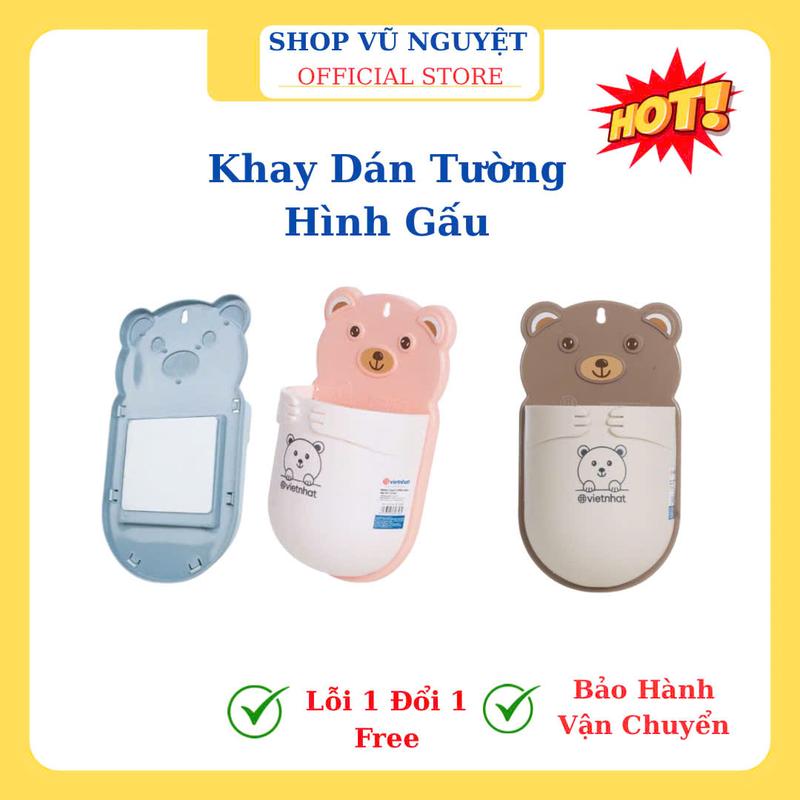  Khay Dán Tường Hình GẤU Đựng Bàn Chải Đồ Dùng Nhà Tắm Học Tập cho Bé Treo Tường Dễ Dàng Lắp Đặt Tiết Kiệm Diện Tích 