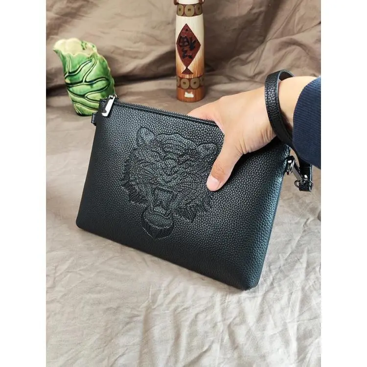 Clutch Bag High-End Trendy Long Wallet Men's Handbag Handbag 2023 Soft Leather Real Men's Bag Women