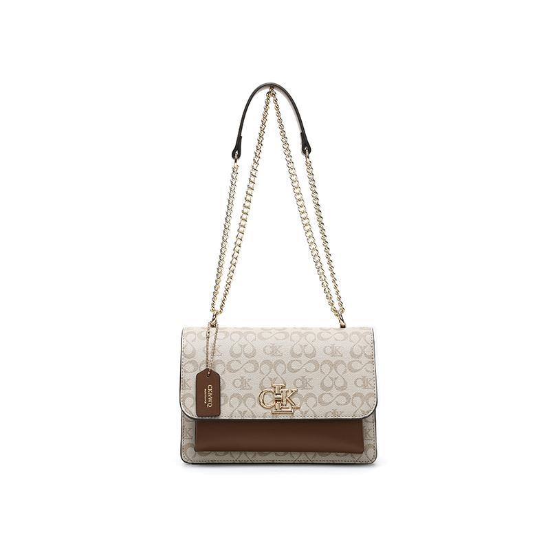 Túi Đeo Chéo Hình Vuông Nhỏ In Màu Tương Phản Hợp Xu hướng Phiên Bản Thời Trang Độc Đáo CK & WQ, Phát Hành Mới