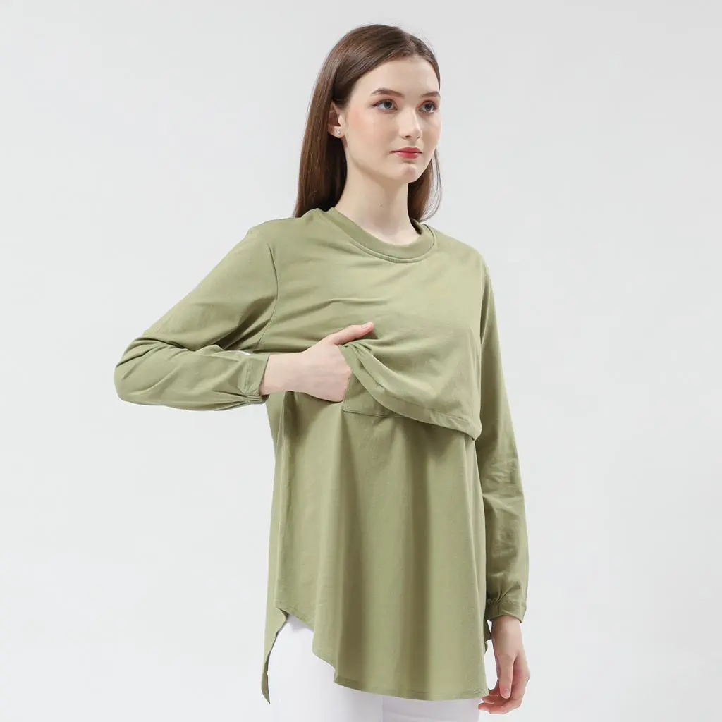 Diza Olive Green - Baju Ibu Hamil Dan Menyusui