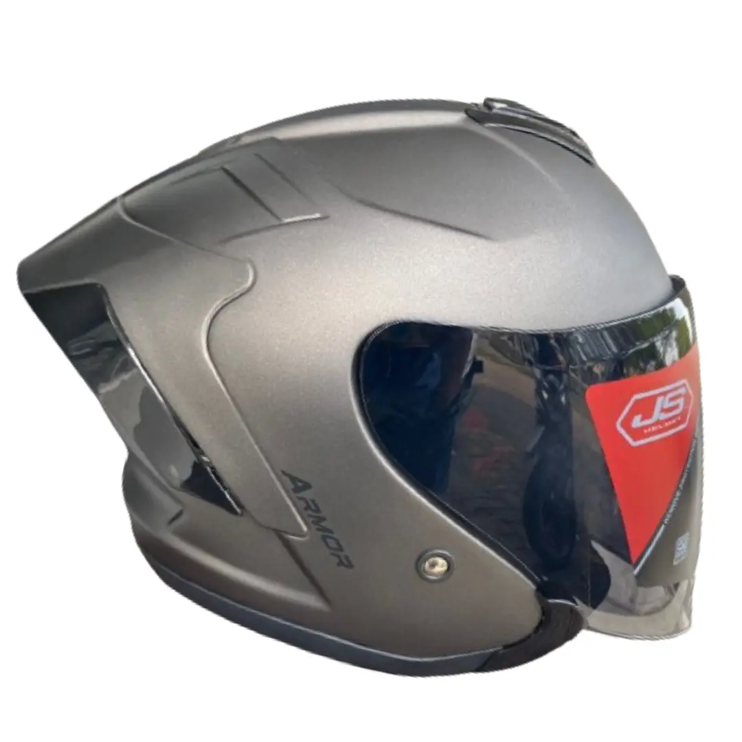 Helm JS ARMOR Half Face Solid Warna Gunmet Original SNI Kaca Motorcycle Visor helm  half