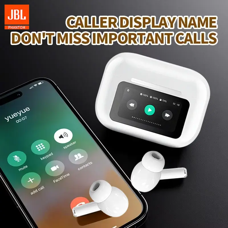 JBL Phantom A9 ANC Headphone Nirkabel Layar Sentuh LCD Bluetooth Earphone TWS Earbud Olahraga Tahan Air dengan Mikrofon Terintegrasi 6