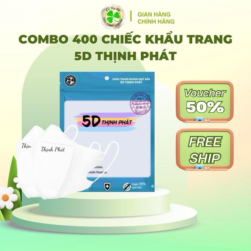 COMBO 400 CHIẾC KHẨU TRANG 5D THỊNH PHÁT Phụ Kiện