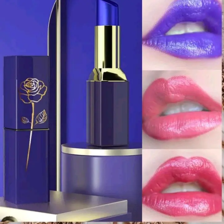 [LESSXCOCO Blue Lipstick Color Changing Moisturizing lessxcoco Lip Gloss Lipstik Biru Rubah Warna Waterproof Original Terlaris] Bibir Lasting 2